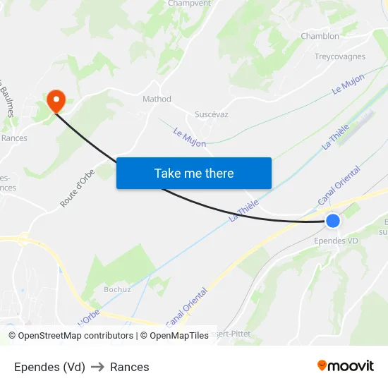 Ependes (Vd) to Rances map