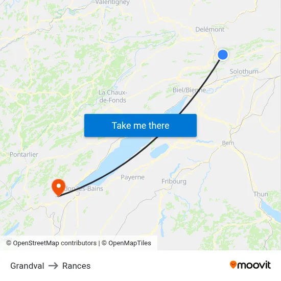 Grandval to Rances map