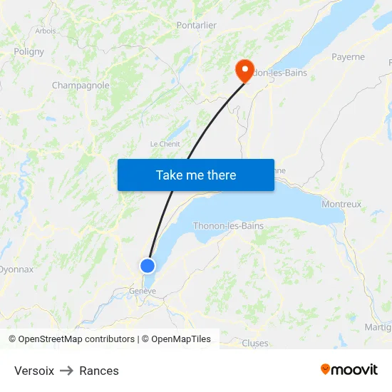 Versoix to Rances map