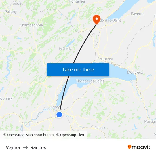 Veyrier to Rances map