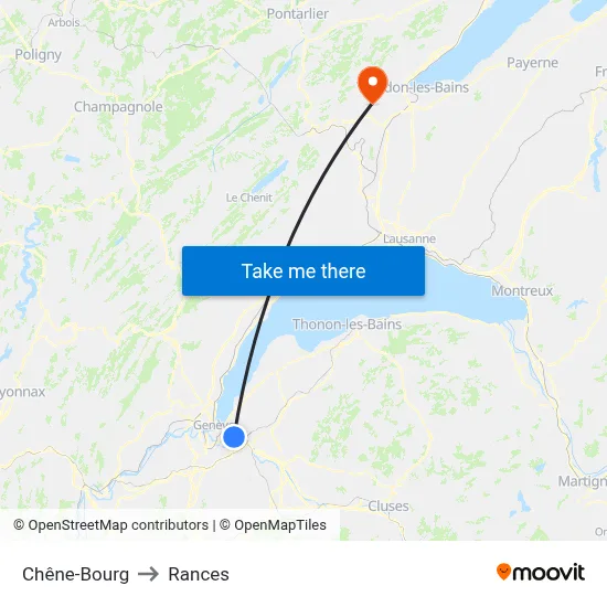 Chêne-Bourg to Rances map