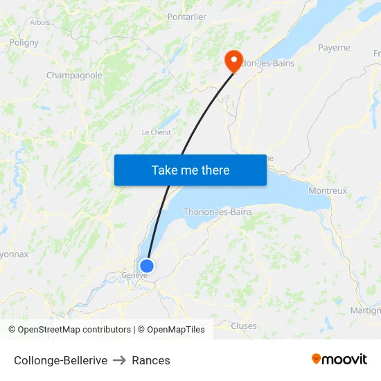 Collonge-Bellerive to Rances map