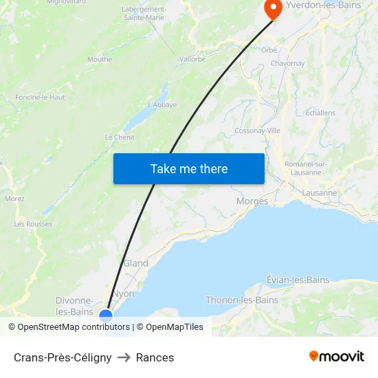 Crans-Près-Céligny to Rances map