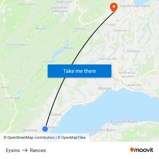 Eysins to Rances map