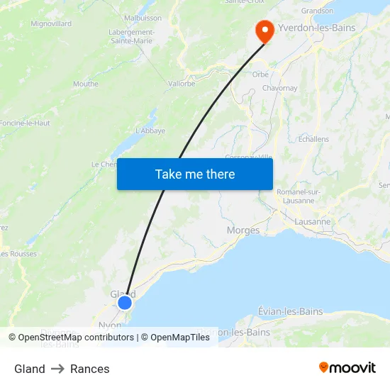 Gland to Rances map