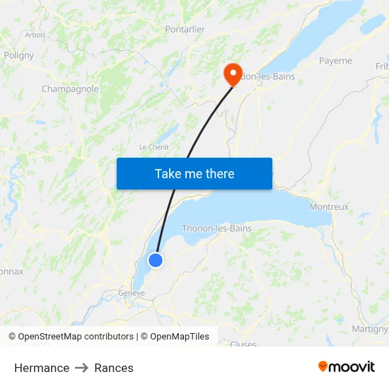 Hermance to Rances map