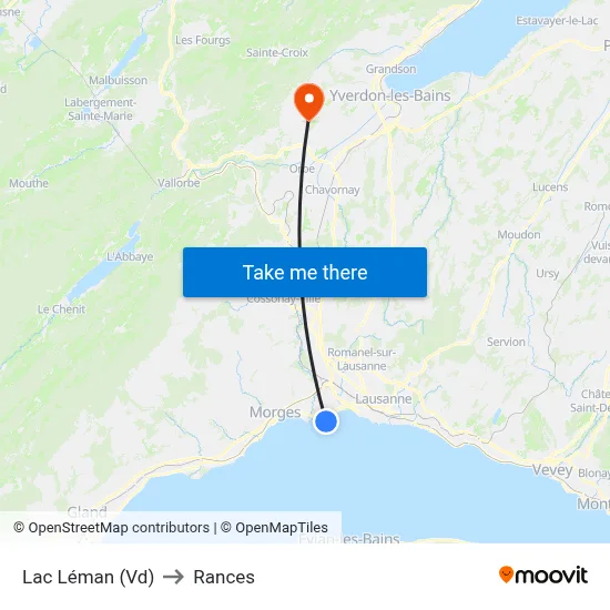 Lac Léman (Vd) to Rances map