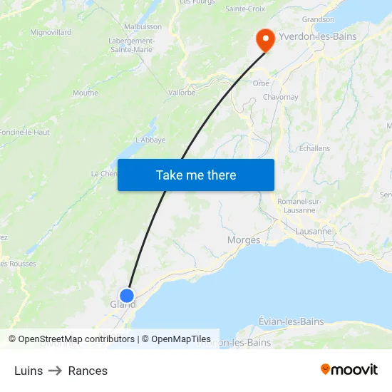 Luins to Rances map