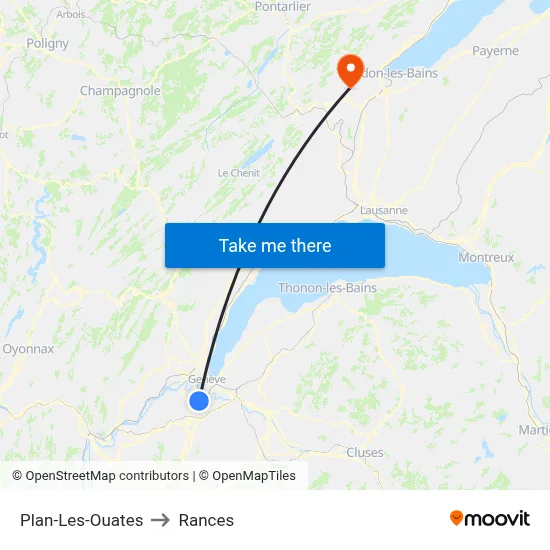 Plan-Les-Ouates to Rances map