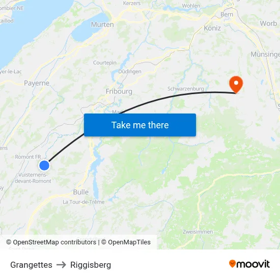 Grangettes to Riggisberg map