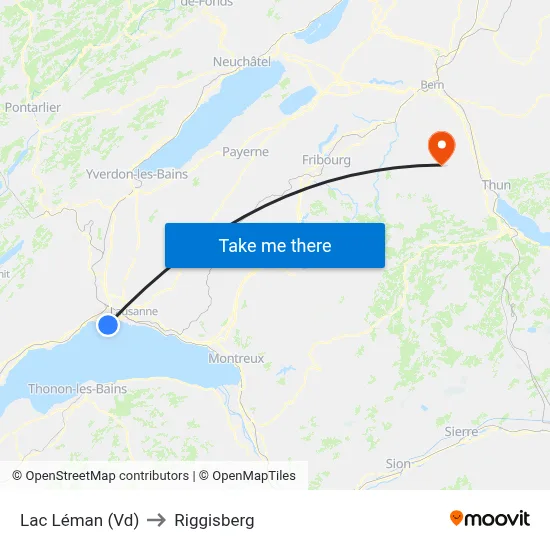 Lac Léman (Vd) to Riggisberg map