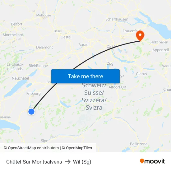 Châtel-Sur-Montsalvens to Wil (Sg) map