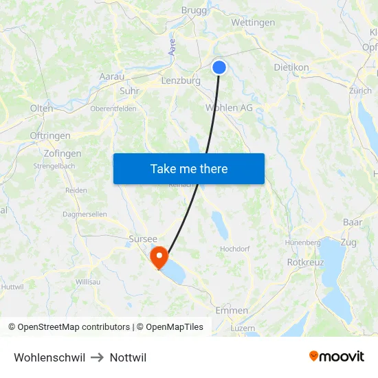 Wohlenschwil to Nottwil map