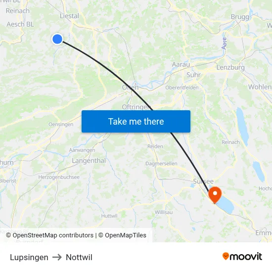 Lupsingen to Nottwil map