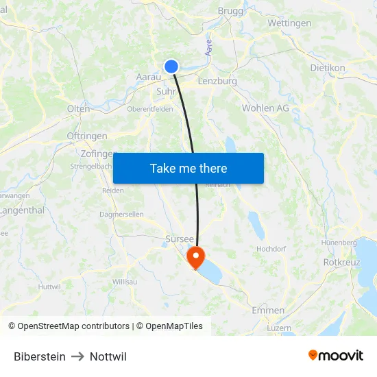 Biberstein to Nottwil map