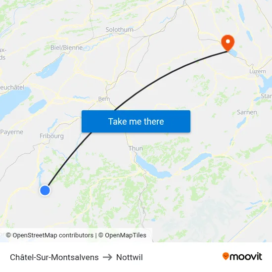 Châtel-Sur-Montsalvens to Nottwil map