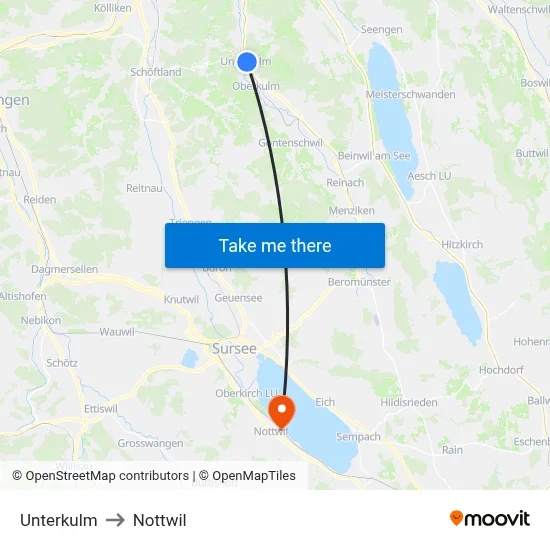 Unterkulm to Nottwil map