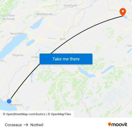 Corseaux to Nottwil map