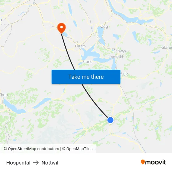 Hospental to Nottwil map