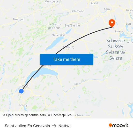 Saint-Julien-En-Genevois to Nottwil map