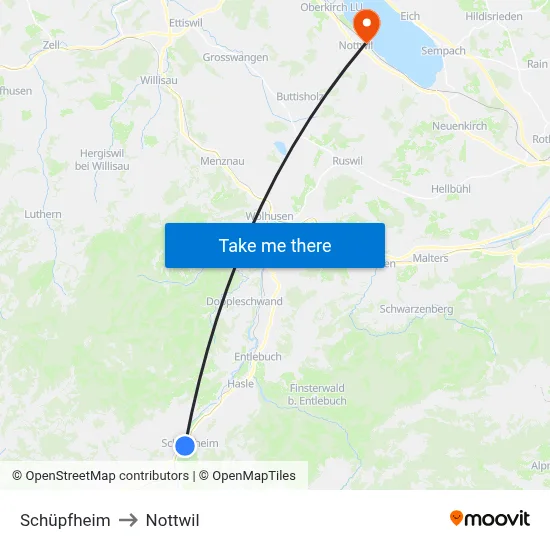 Schüpfheim to Nottwil map