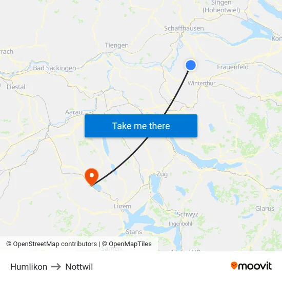 Humlikon to Nottwil map