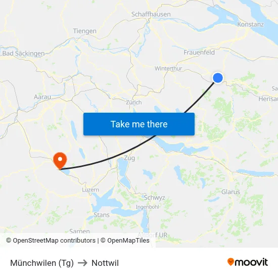 Münchwilen (Tg) to Nottwil map