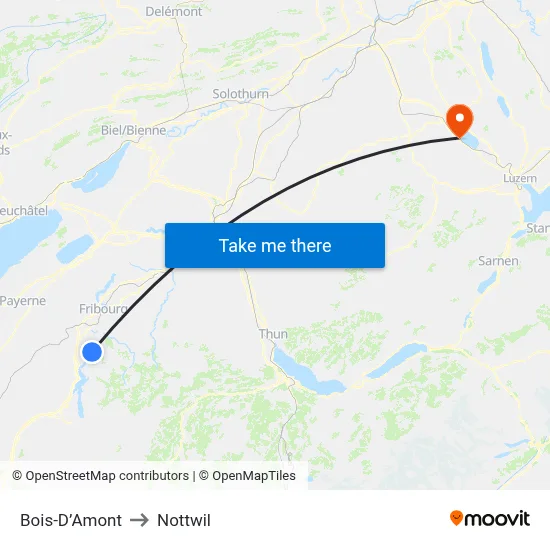 Bois-D’Amont to Nottwil map