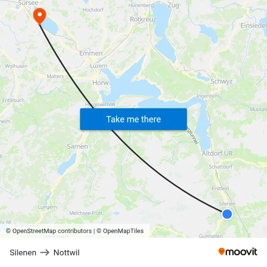 Silenen to Nottwil map
