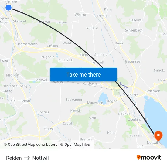Reiden to Nottwil map