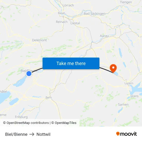 Biel/Bienne to Nottwil map