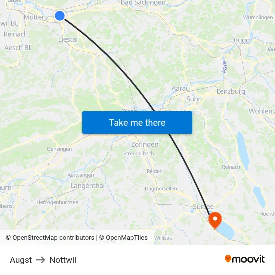 Augst to Nottwil map