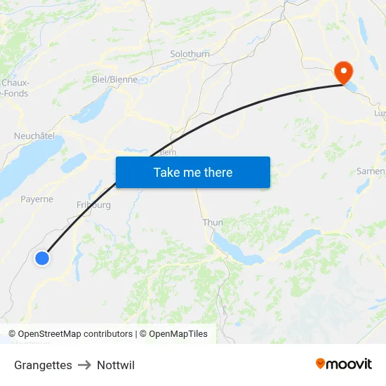 Grangettes to Nottwil map