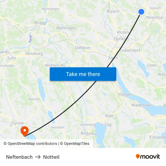 Neftenbach to Nottwil map