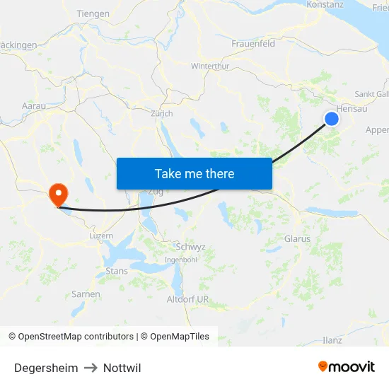 Degersheim to Nottwil map