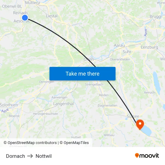 Dornach to Nottwil map