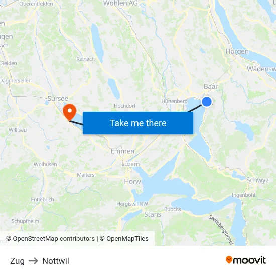 Zug to Nottwil map