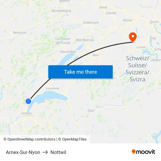Arnex-Sur-Nyon to Nottwil map