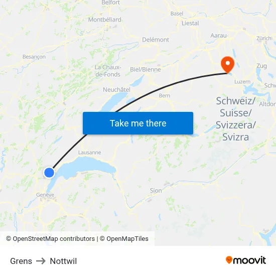 Grens to Nottwil map