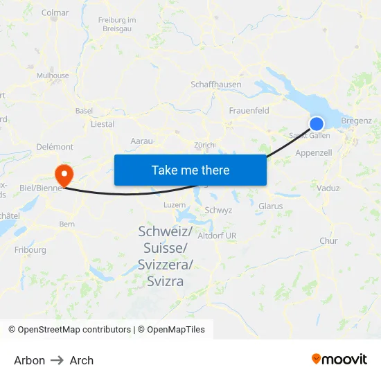 Arbon to Arch map