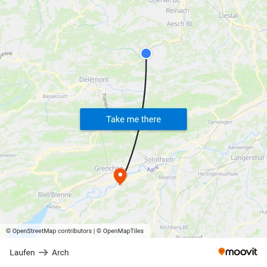 Laufen to Arch map