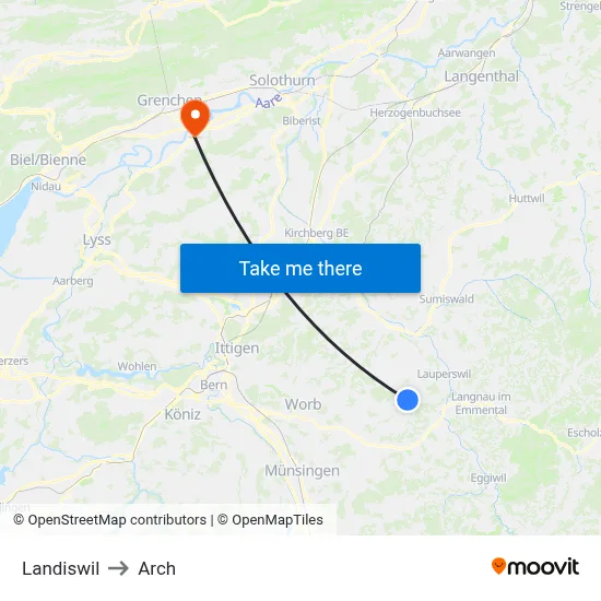 Landiswil to Arch map