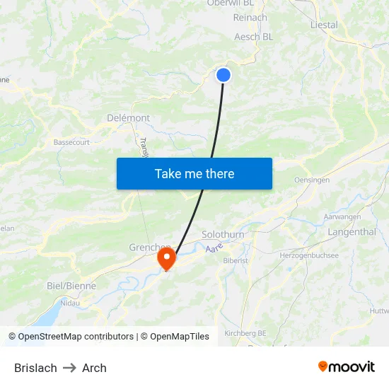 Brislach to Arch map