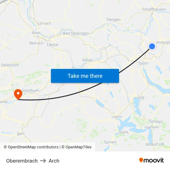 Oberembrach to Arch map