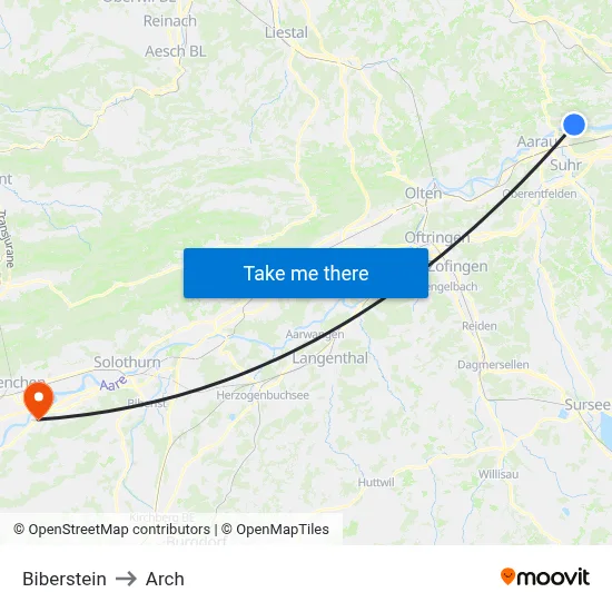 Biberstein to Arch map