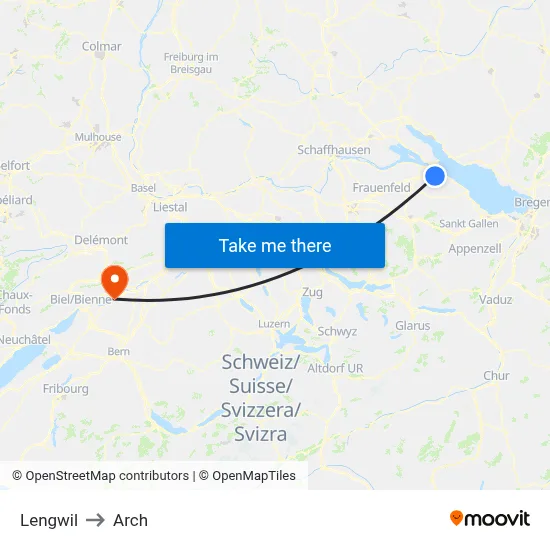 Lengwil to Arch map