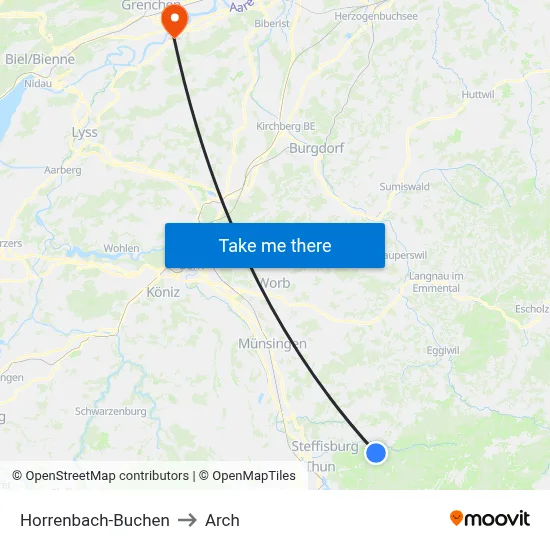 Horrenbach-Buchen to Arch map