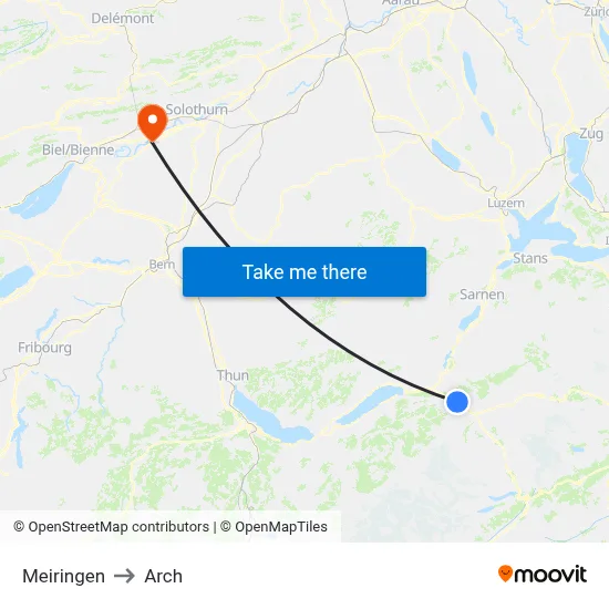 Meiringen to Arch map