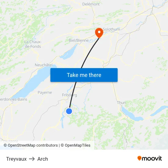 Treyvaux to Arch map