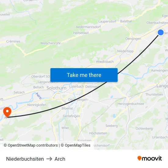 Niederbuchsiten to Arch map